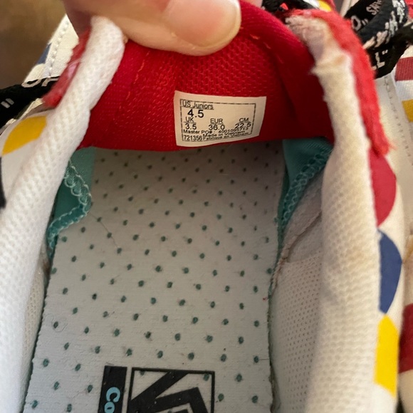 Red suede and multi-check vans size 4.5 US Juniors; barely worn - Picture 4 of 5